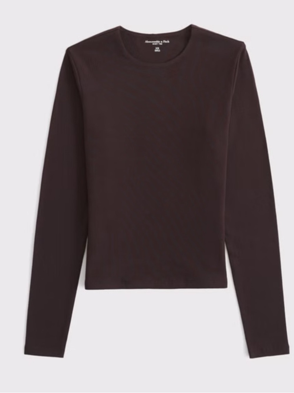 Abercrombie & Fitch Women's Long Sleeve Crewneck Top - Chocolate Brown